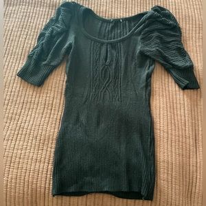 Bebe Black Ribbed Puff Sleeved Top